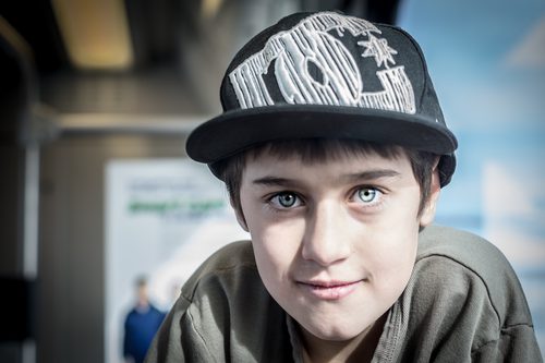 Closeup portrait of a young boy looking at the camera